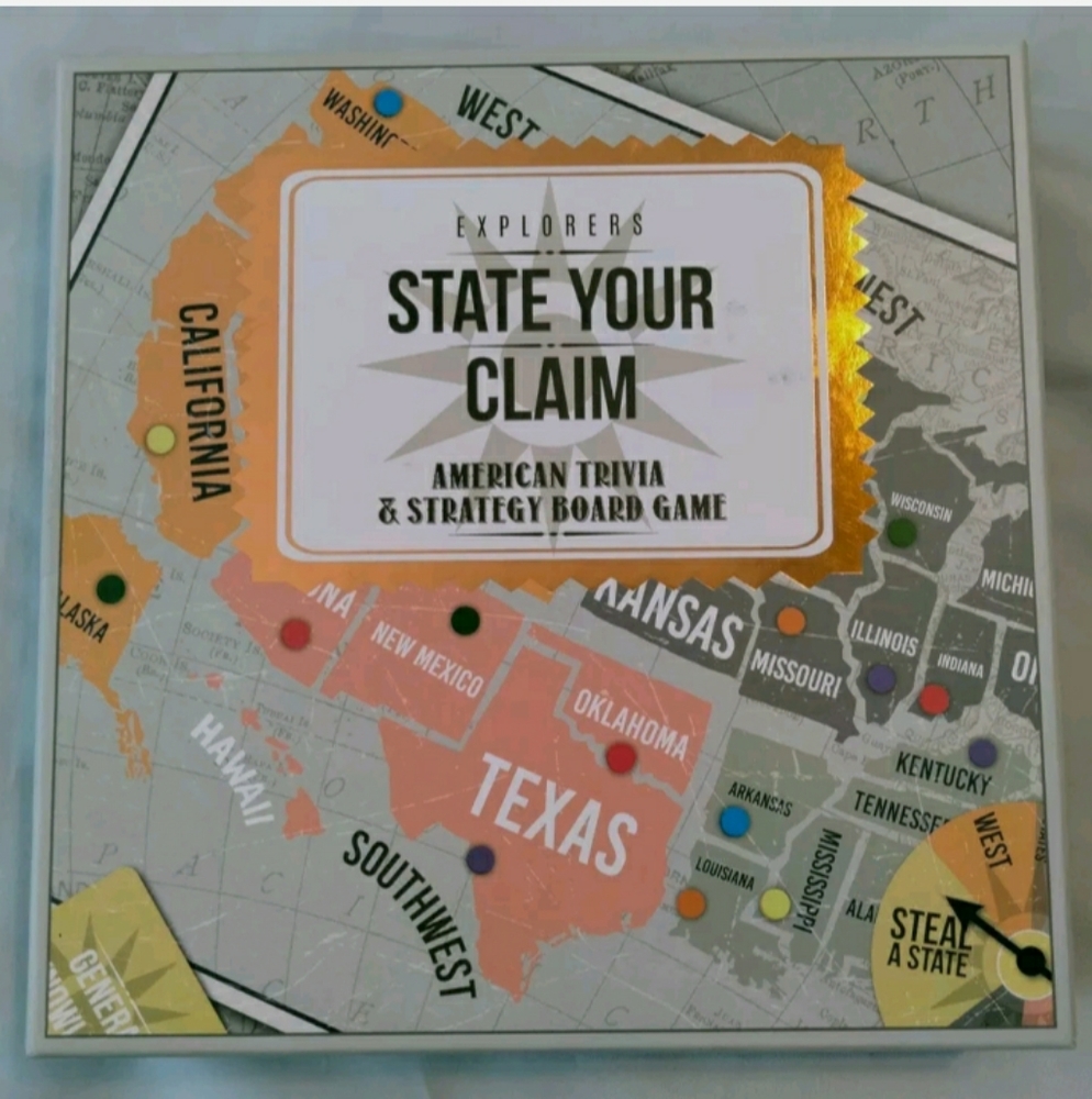 State Your Claim Trivia Board Game 14+ USA Family Geography Pop Culture History